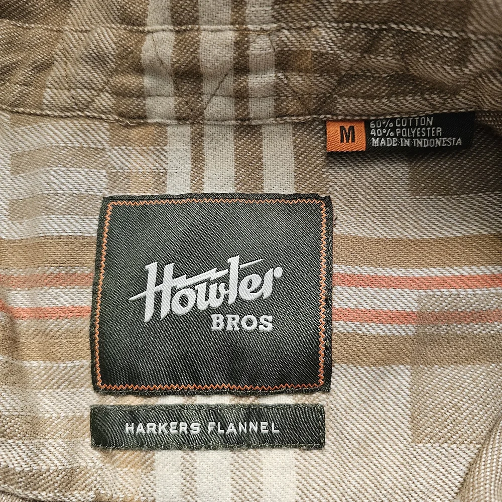 Howler Brothers Harker’s Flannel - Kempton Plaid Taupe - Men’s Medium - Picture 8 of 11